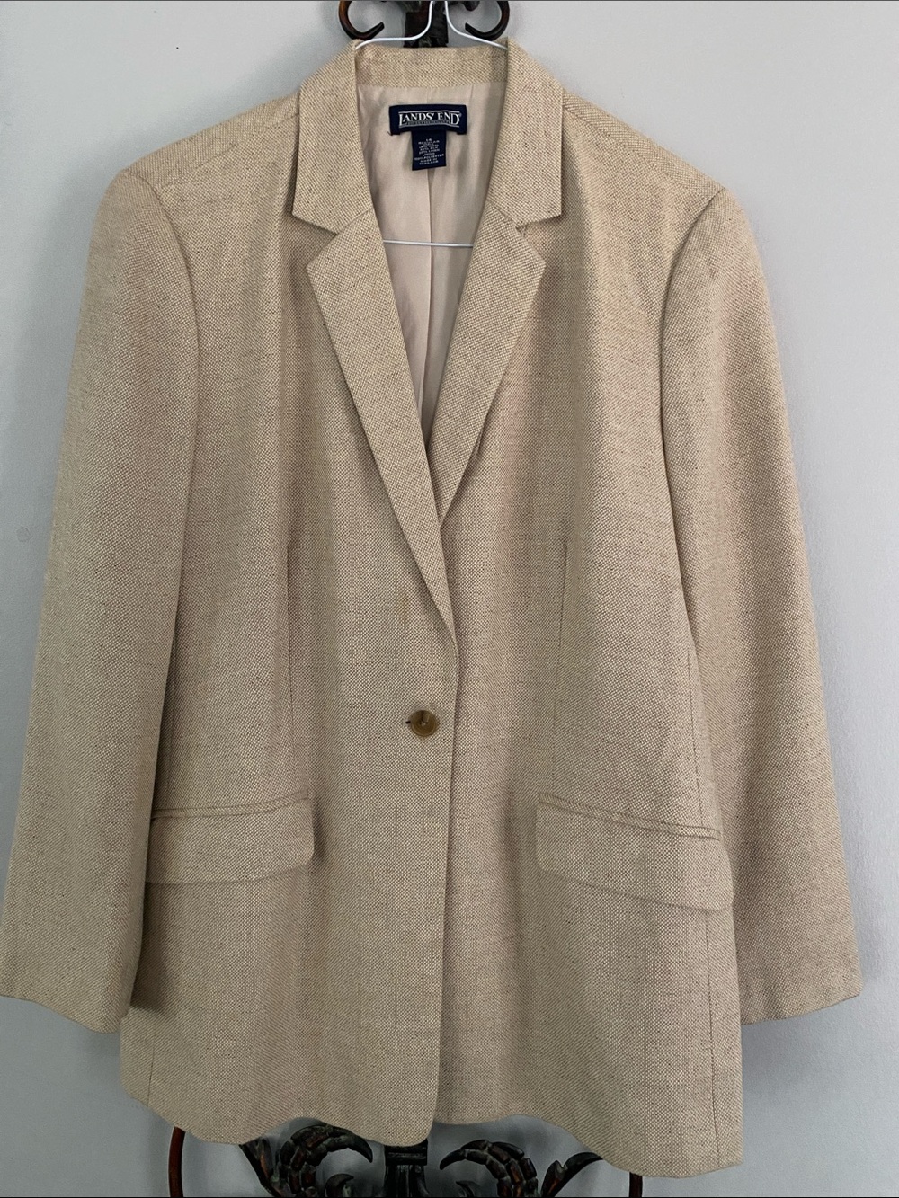 Lands' End Women's Beige Single-Button Blazer